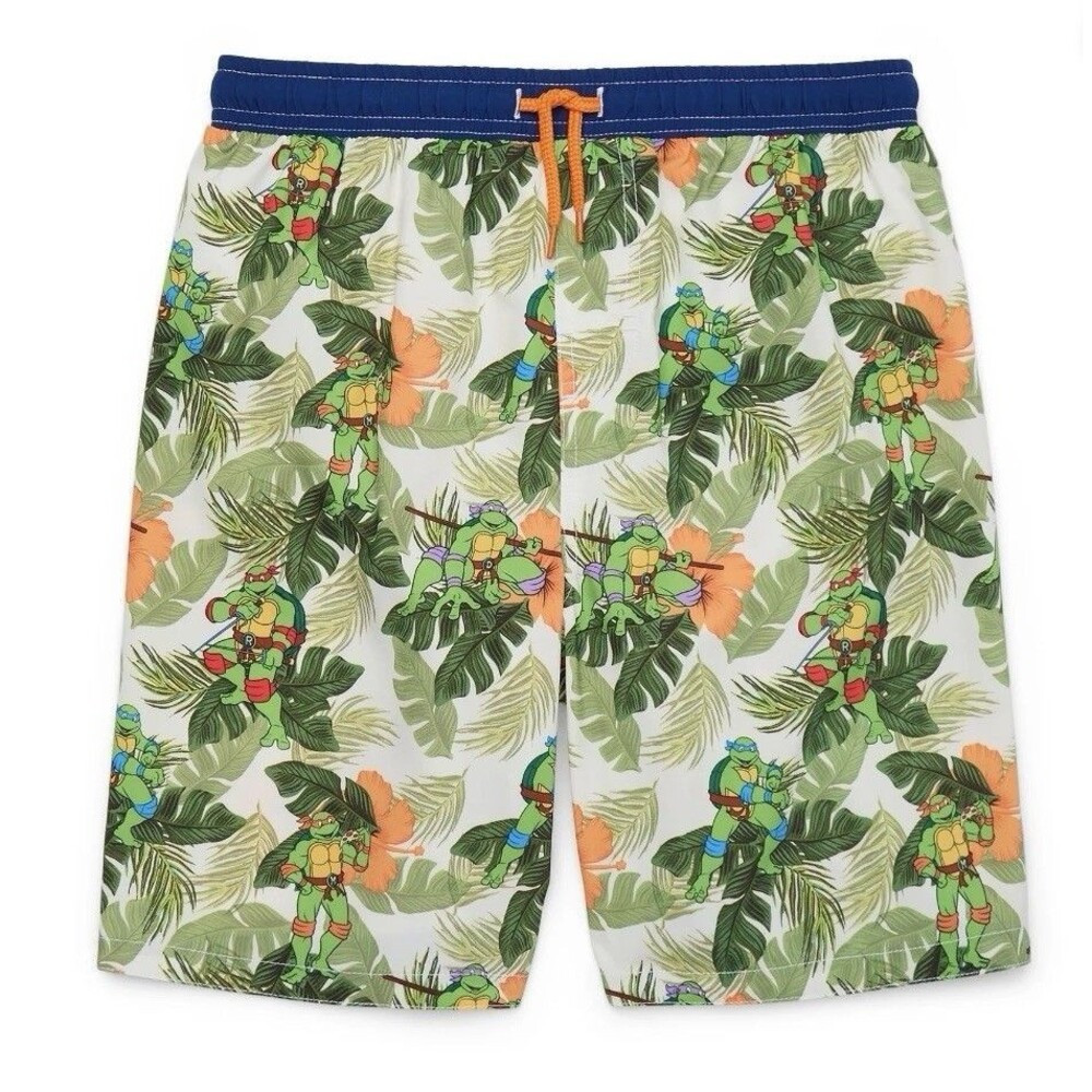 Teenage Mutant Ninja Turtles Boys Tropical Swim Trunks Size Large 10/12 NEW
